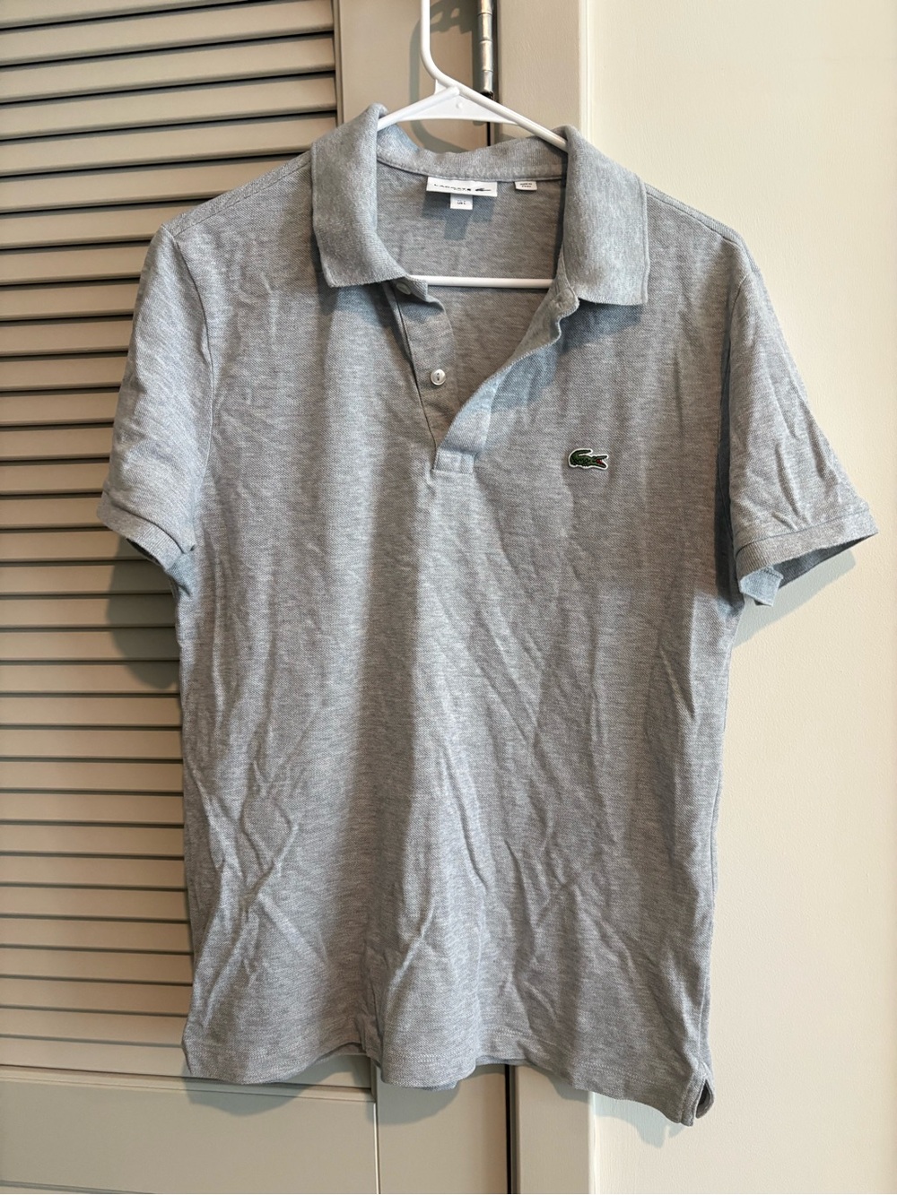 Lacoste Men's Grey Short Sleeve Polo Shirt * Size Large - Slim Fit